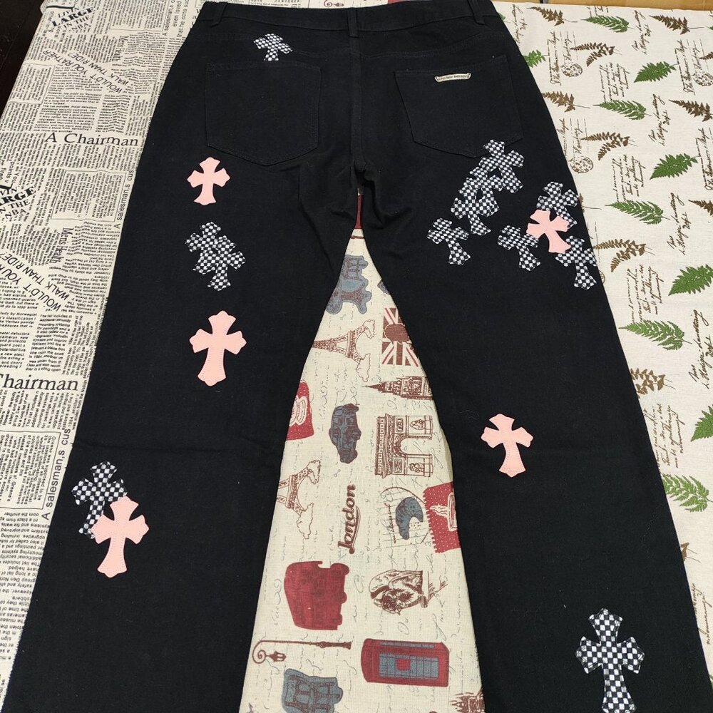 Chrome Hearts Cross Patch Embellished Wide-Leg Jeans - Picture 9 of 11